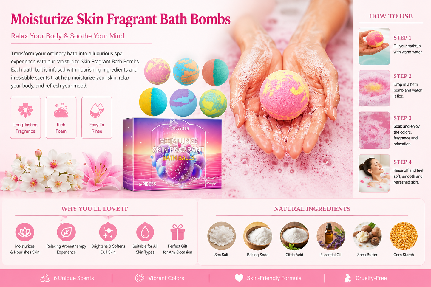 Fragrant Bath Bomb Gift Set – 6-Piece Luxury Spa Collection
