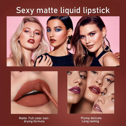 HANDAIYAN Matte Liquid Lipstick Set – 6-Piece Nude & Rose Collection