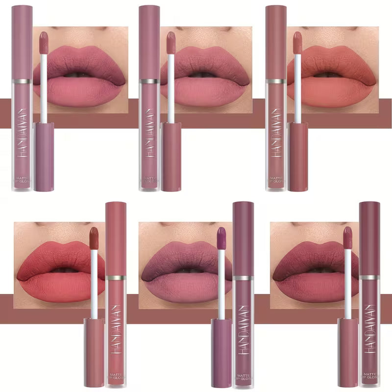 HANDAIYAN Matte Liquid Lipstick Set – 6-Piece Nude & Rose Collection