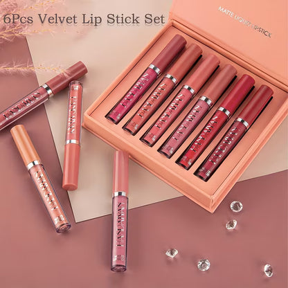 HANDAIYAN Matte Liquid Lipstick Set – 6-Piece Nude & Rose Collection