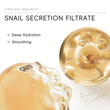 Korea Snail Essence 5-Piece Skincare Set – Hydrating, Brightening & Moisturizing Korean Beauty Collection
