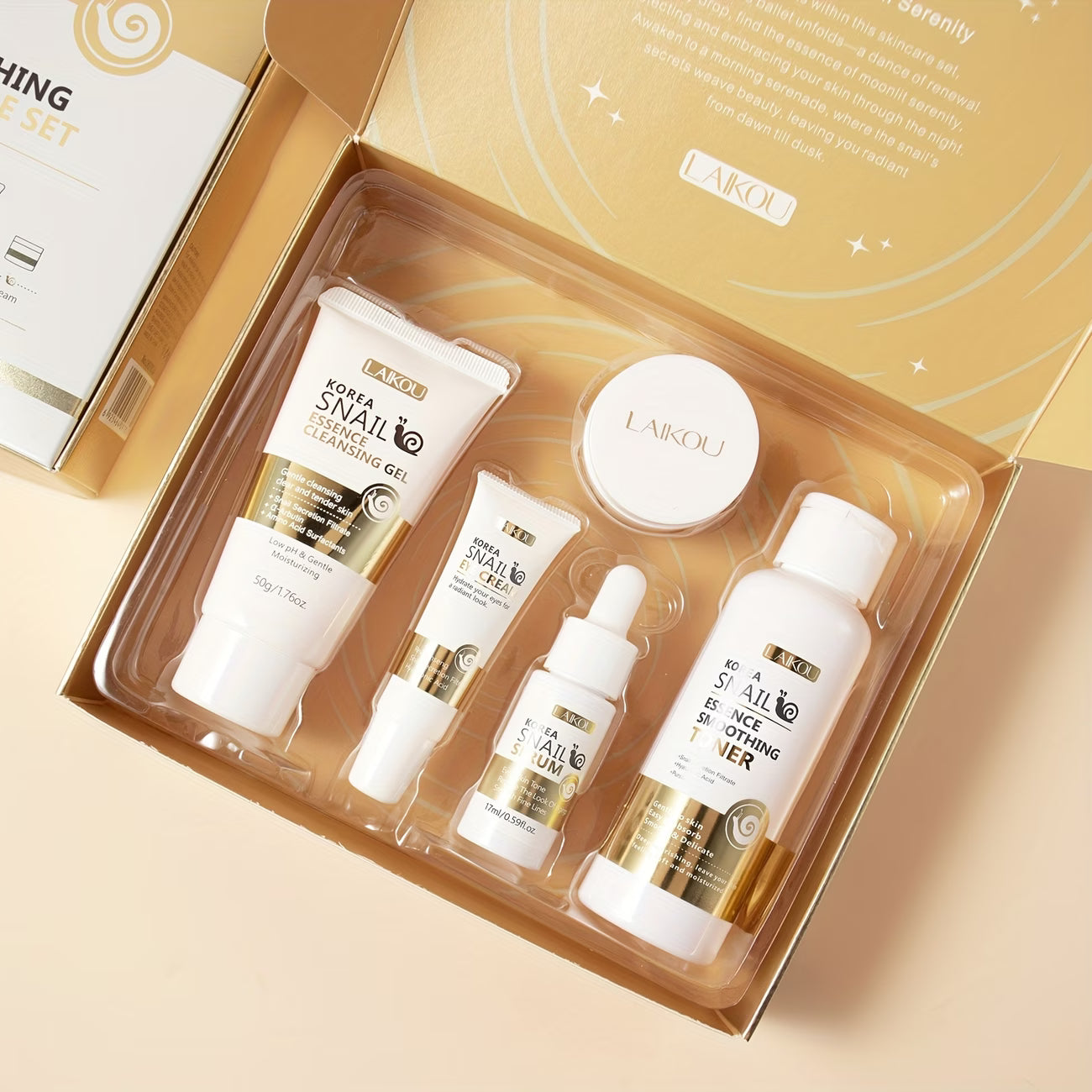 Korea Snail Essence 5-Piece Skincare Set – Hydrating, Brightening & Moisturizing Korean Beauty Collection